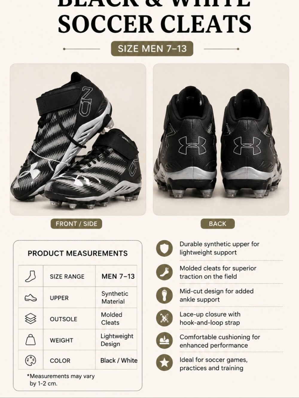 Under Armour Black and White Athletic Shoes
